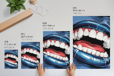Poster Intense kleuren lippen contrasteren met een dynamische stijl.