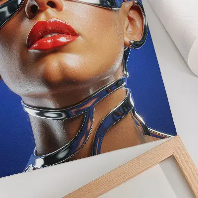 Wandposter futuristisch figuur met intense kleuren en moderne uitstraling