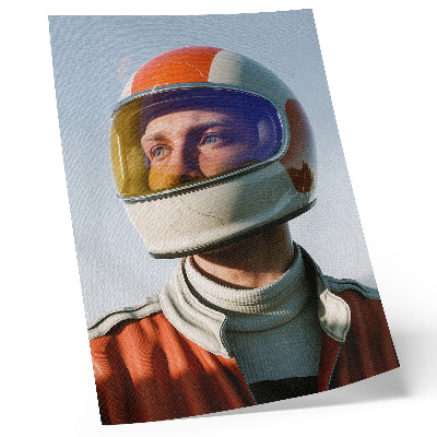 Poster Een figuur met een ruimtehelm, futuristische sfeer
