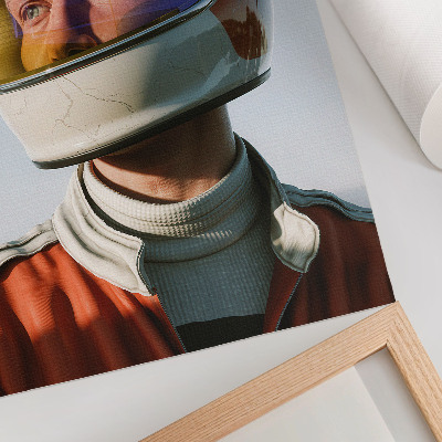 Poster Een figuur met een ruimtehelm, futuristische sfeer