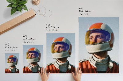 Poster Een figuur met een ruimtehelm, futuristische sfeer