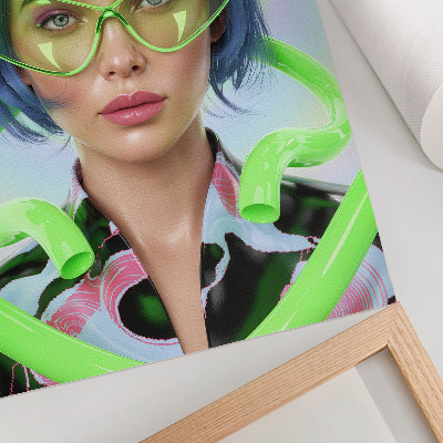 Decoratieve poster Een futuristisch portret van een vrouw met de energie van kleur.
