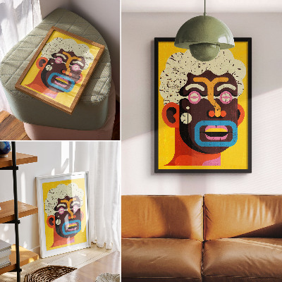 Wandposter Kleurrijk portret, abstracte vormen, intense kleuren