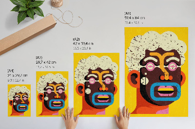 Wandposter Kleurrijk portret, abstracte vormen, intense kleuren