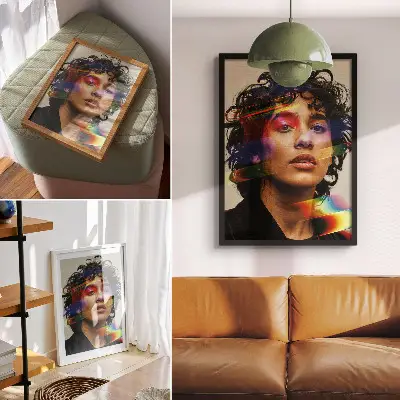 Poster met kleurrijke accenten en een intense moderne dynamiek