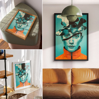 Decoratieve poster Contrasterende kleuren, surrealisme, dynamische vormen