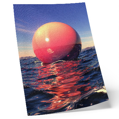 Poster Een enorme bal op het water in warme kleuren.