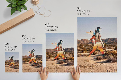 Decoratieve poster Figuur in een woestijnachtig surrealistisch motief