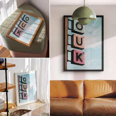 Decoratieve poster Neonletters pastelkleuren moderniteit