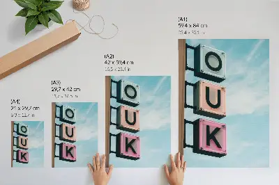 Decoratieve poster met neonletters in pastelkleuren