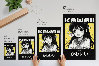 Wandposter Manga-stijl, zwarte lijnen, gele accenten