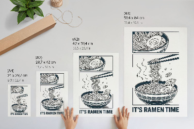 Decoratieve poster Eetstokjes in een ramenkom in stripboekstijl nemen de smaak goed op.