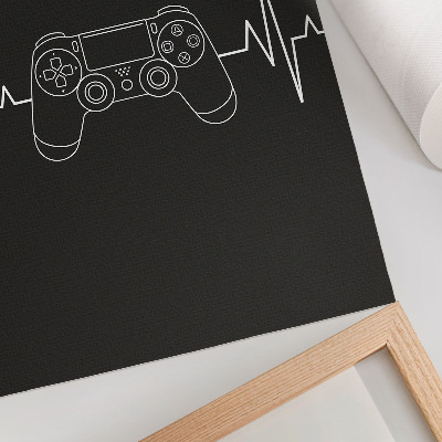 Wandposter Minimalistisch gamingthema in zwart-wit met een hart.