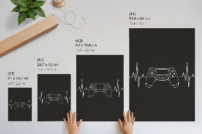 Wandposter Minimalistisch gamingthema in zwart-wit met een hart.