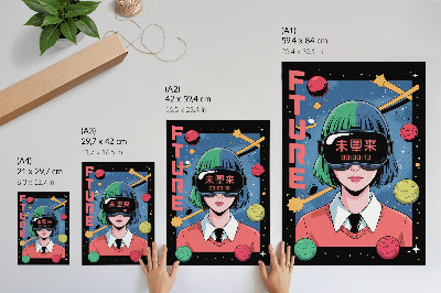 Poster Moderne VR-ruimte met een vrouwenthema