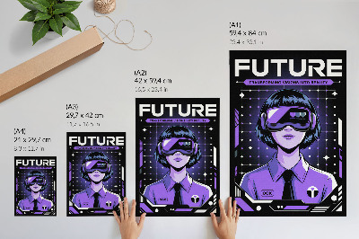 Decoratieve poster Toekomstige technologie, paars, dynamisch thema