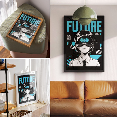 Wandposter Een modern personage in VR-bril