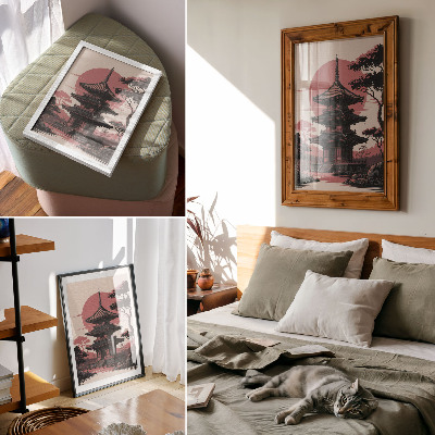 Poster Oosterse pagode natuur bomen harmonie esthetiek