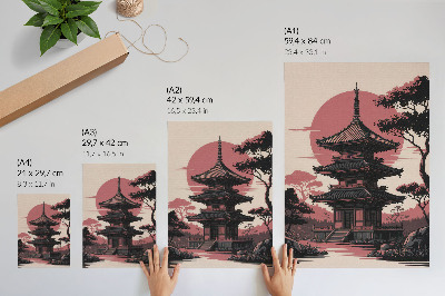 Poster Oosterse pagode natuur bomen harmonie esthetiek