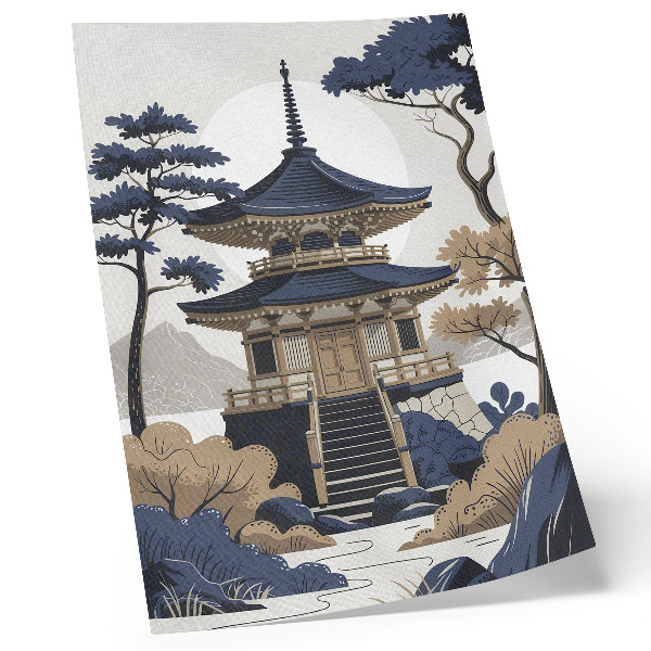 Decoratieve poster Pagode, boom, berg, vrede, harmonie