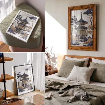Decoratieve poster Pagode, boom, berg, vrede, harmonie