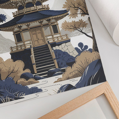 Decoratieve poster Pagode, boom, berg, vrede, harmonie