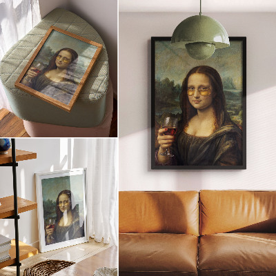 Wandposter Gele bril, rode wijn, renaissanceportret