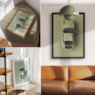 Wandposter Een moderne auto in een groene tint.