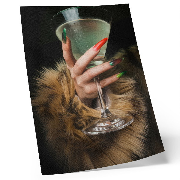 Decoratieve poster Hand met gekleurde nagels, glasbont