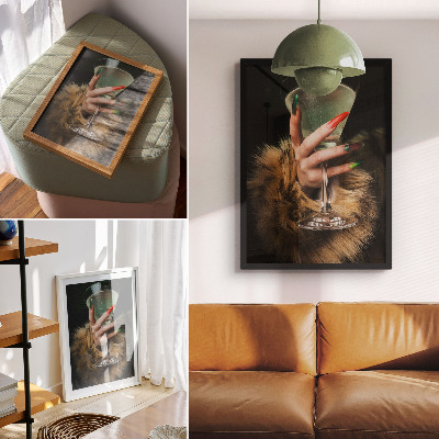 Decoratieve poster Hand met gekleurde nagels, glasbont