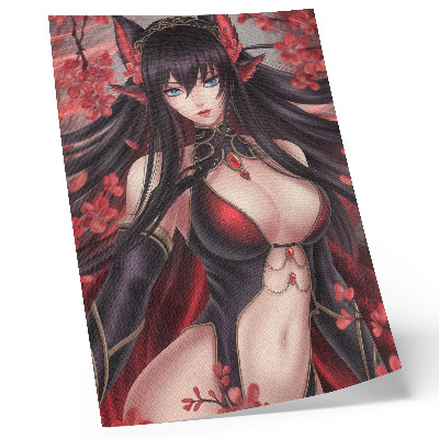 Wandposter Anime schoonheid elegantie, dynamisch rood zwart