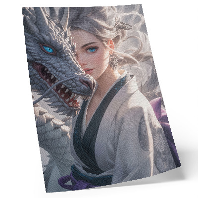 Poster Zilveren draak met delicate details