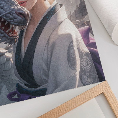 Poster Zilveren draak met delicate details