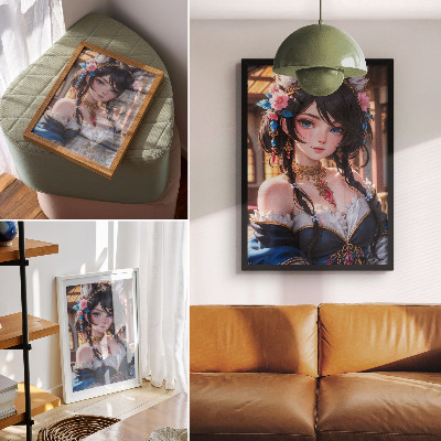 Decoratieve poster Fantasieportret van een vrouw met sieraden
