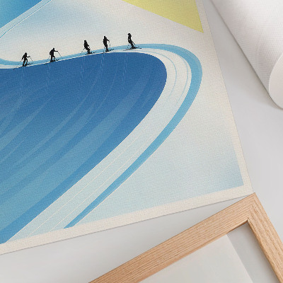 Poster Een minimalistische scène met skiërs en de lucht.