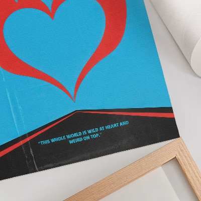 Decoratieve poster Rode vlammen, hart, blauwe achtergrond, modern thema