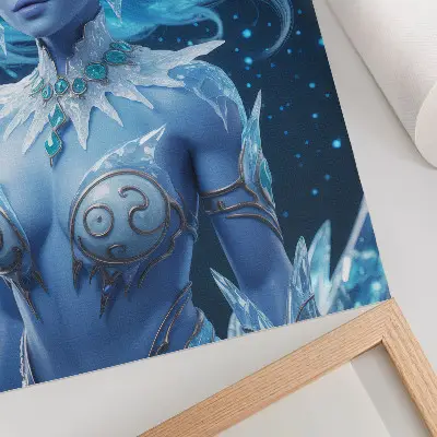 Decoratieve poster met magische figuur en ijskristallen voor een fantastische sfeer