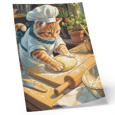 Decoratieve poster Schattige chef-kokkat omringd door potplanten