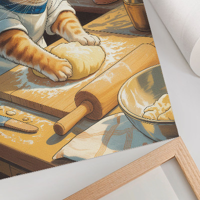 Decoratieve poster Schattige chef-kokkat omringd door potplanten