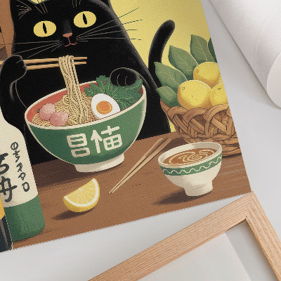 Wandposter Kat met ramen en citroenen, Japans thema, tijdloze sfeer