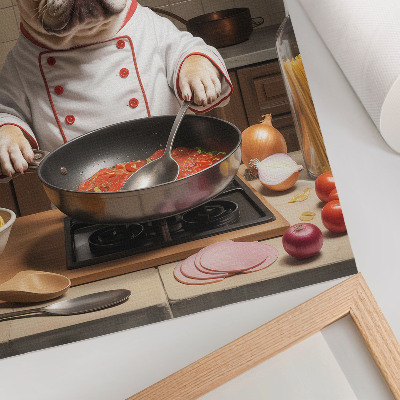 Poster Bulldog in de keuken, grappige, surrealistische stijl