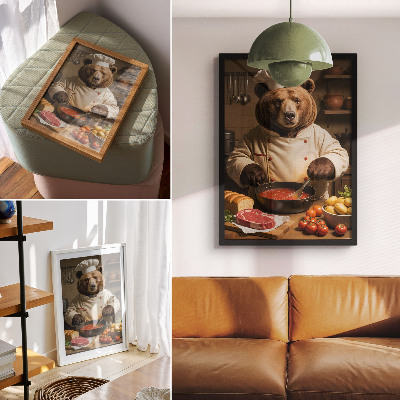 Decoratieve poster Beer kookt warme ziel scène surrealisme warmte