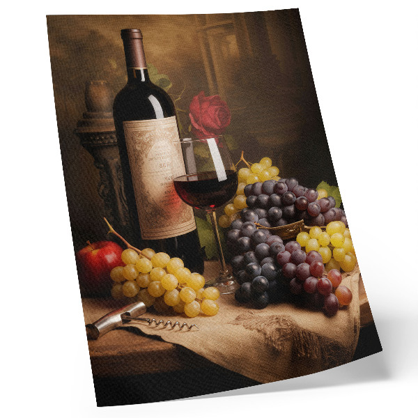Wandposter Fles wijn, druiven, appel, rosé, elegantie