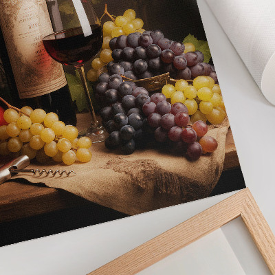 Wandposter Fles wijn, druiven, appel, rosé, elegantie