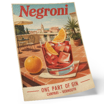 Poster Sinaasappelsap op het terras, retro-sfeer