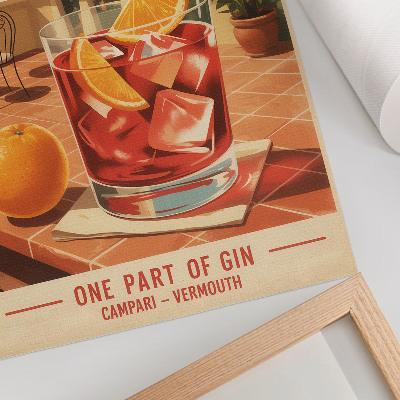 Poster Sinaasappelsap op het terras, retro-sfeer