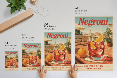 Poster Sinaasappelsap op het terras, retro-sfeer