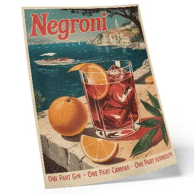 Decoratieve poster met intense kleuren en een vakantiesfeer van de zee in oranje tinten