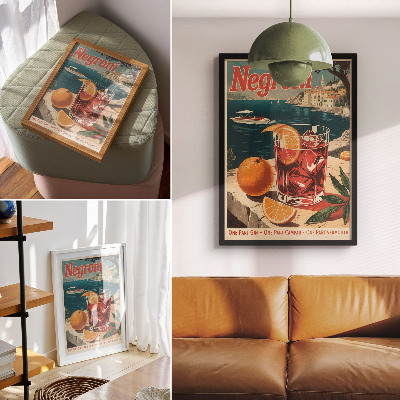 Decoratieve poster Intense kleuren, vakantiesfeer, zee, oranje