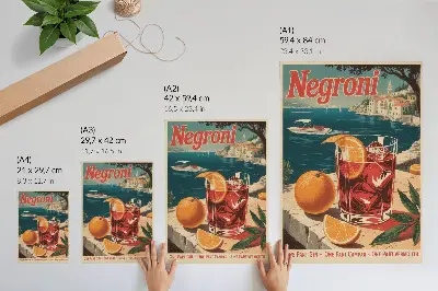Decoratieve poster met intense kleuren en een vakantiesfeer van de zee in oranje tinten